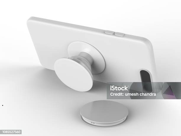 Blank Smart Phone Pop Socket Stand And Holder For Branding 3d Rendering Illustration Stock Photo - Download Image Now