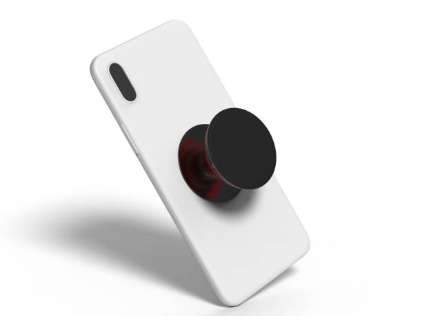 istock Blank smart phone pop socket stand and holder for branding. 3d rendering illustration. 1085527570