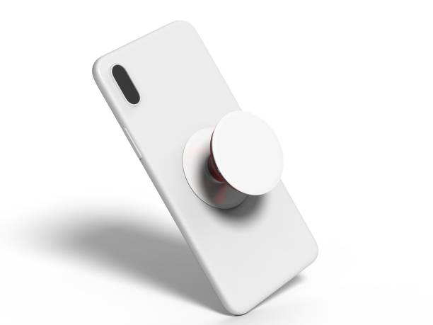 istock Blank smart phone pop socket stand and holder for branding. 3d rendering illustration. 1085527572