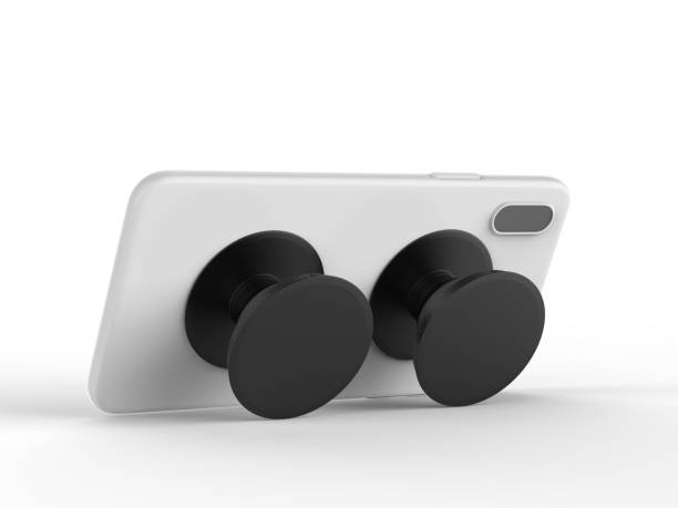 istock Blank smart phone pop socket stand and holder for branding. 3d rendering illustration. 1085527590