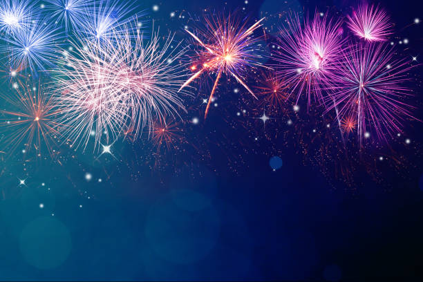 Fireworks for copyspace and background Abstract fireworks celebration on festive bokeh light background. Fireworks for copyspace and background thai culture photos stock pictures, royalty-free photos & images