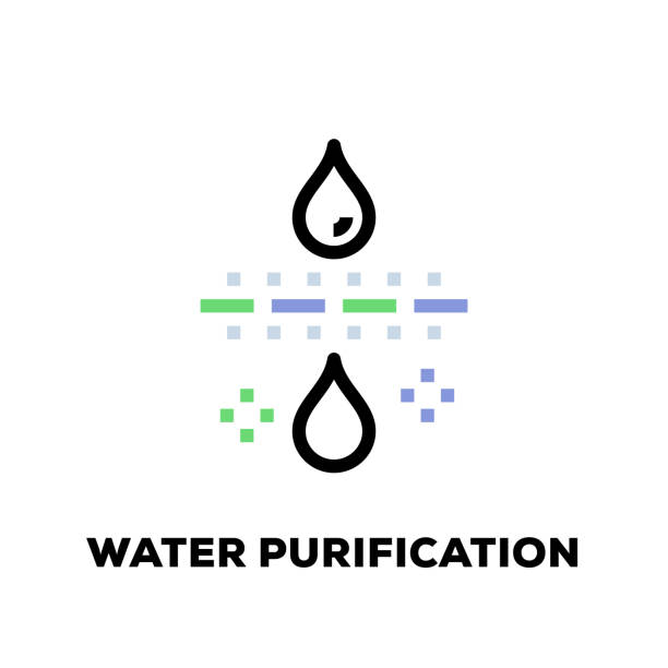 Water Purification Line Icon Water Purification Line Icon water divide stock illustrations