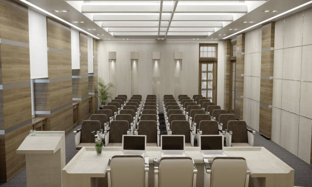 istock conference room, meeting room, interior visualization, 3D illustration 1085551738