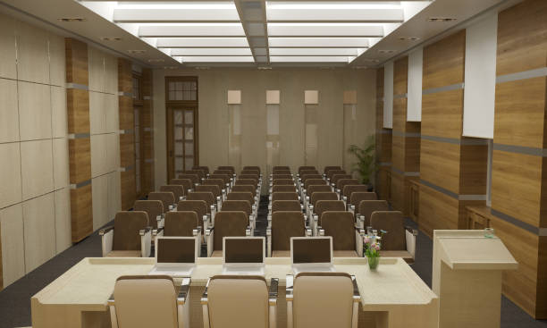 istock conference room, meeting room, interior visualization, 3D illustration 1085551748