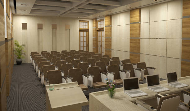 istock conference room, meeting room, interior visualization, 3D illustration 1085551778