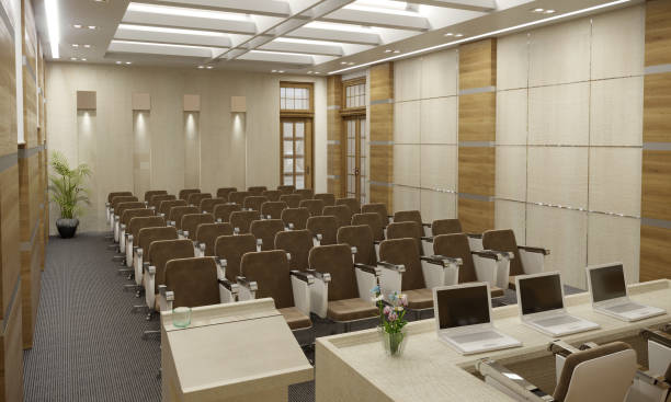 istock conference room, meeting room, interior visualization, 3D illustration 1085551786