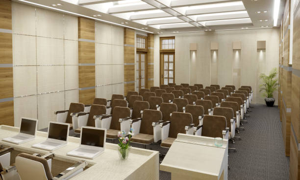 istock conference room, meeting room, interior visualization, 3D illustration 1085551798