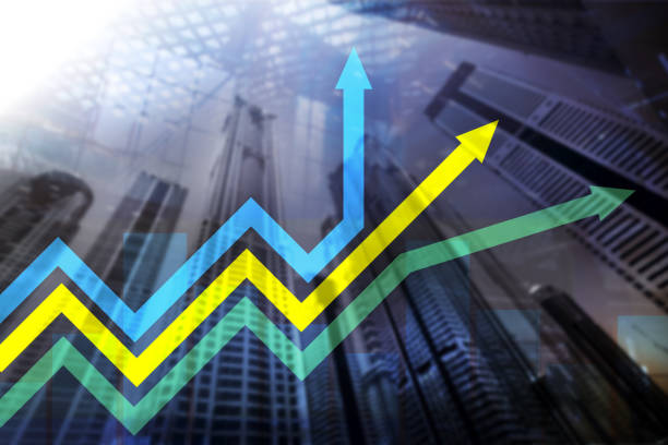 istock Financial growth arrows graph. Investment and trading concept. 1085554990