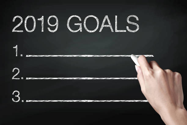 istock Hand holding a chalk and writing 2019 goals, 1085561262