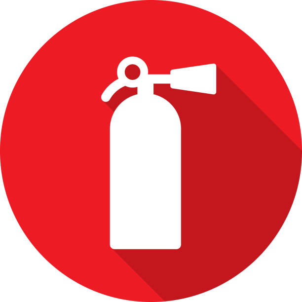 ilustrações de stock, clip art, desenhos animados e ícones de fire extinguisher icon silhouette simple - flame symbol simplicity sign