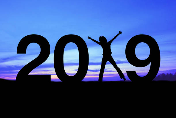 istock 2019 new year concept. Silhouette number on the hill. 1085561826