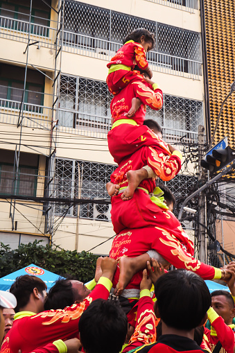 Bangkok, 16 February, 2018 – Thailand's biggest Chinese New Year celebration in Bangkok's Chinatown on Yaowarat Road, with cultural displays and fun performances chinese Lion \ Dragon Dance \ Chinese Lunar New Year Parade