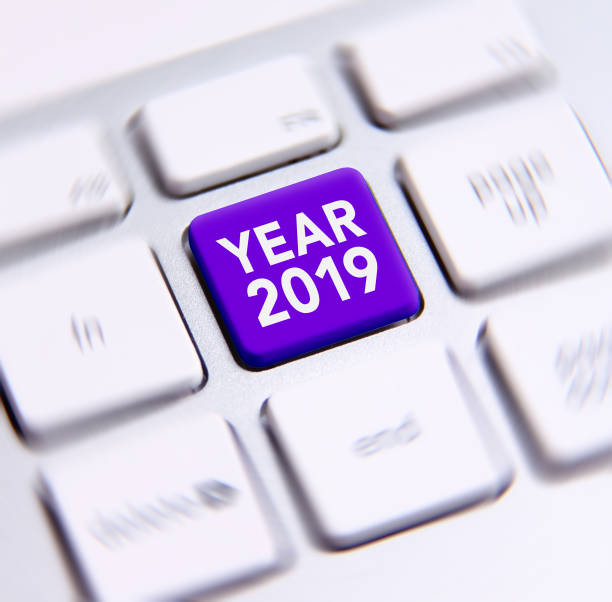 istock 2019 new year text on the keyboard. 1085567414