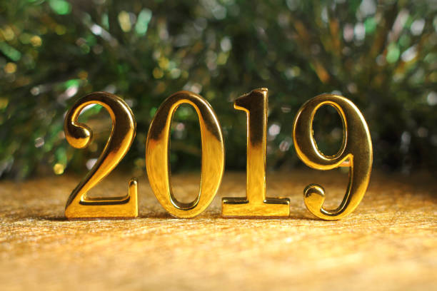istock 2019 gold numbers text and decoration. 1085569248