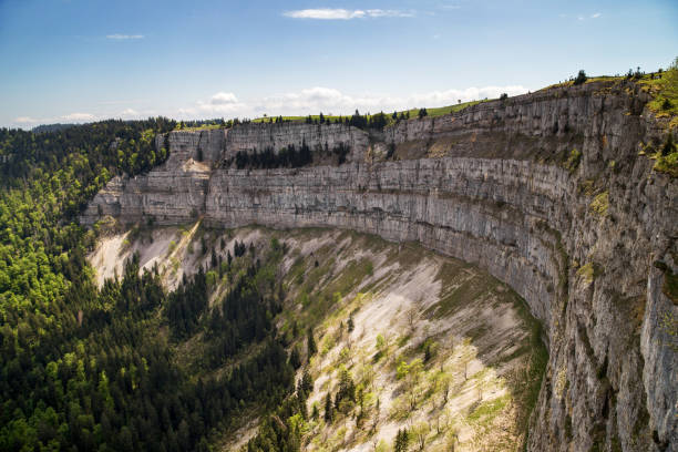 creux デュ ヴァン円形形岩、スイス - rock climbing 写真 ストックフォトと画像