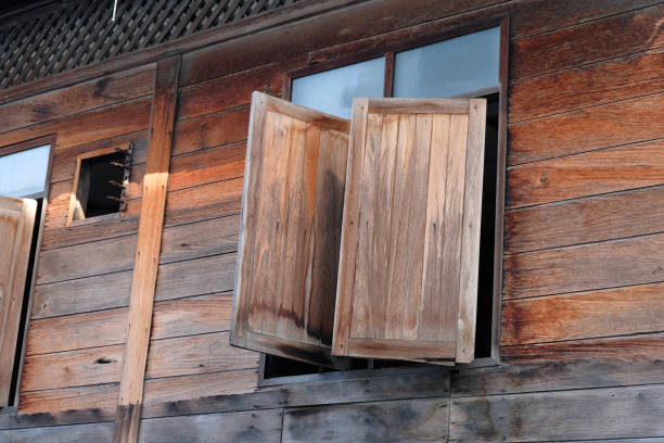 istock Old wooden window . Thailand traditional style 1085572062