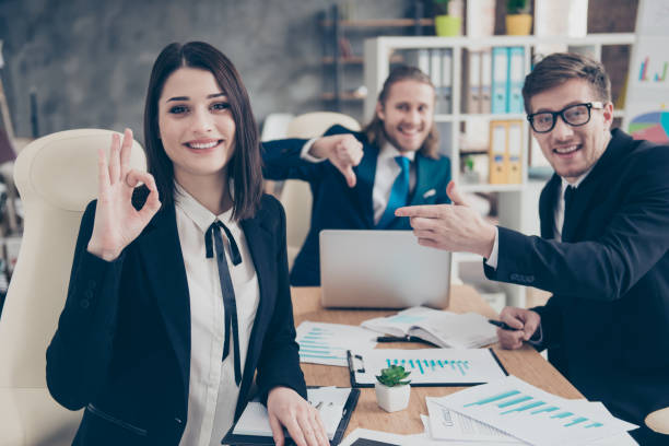 istock Three business people, elegant classic nice lovely lady boss sho 1085581964