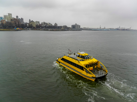 New York Water Taxi Ferry Crossing the Hudson River.