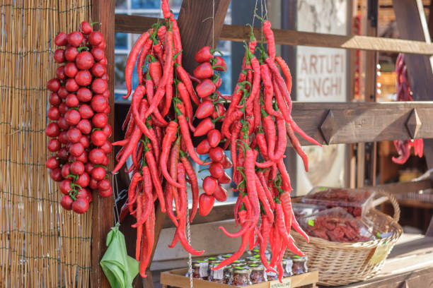 istock Typical string of red peppers and garlic in Italy 1085588228