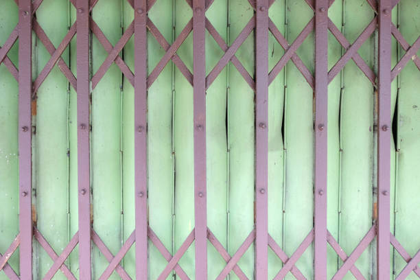 Old rusty antique slide steel door