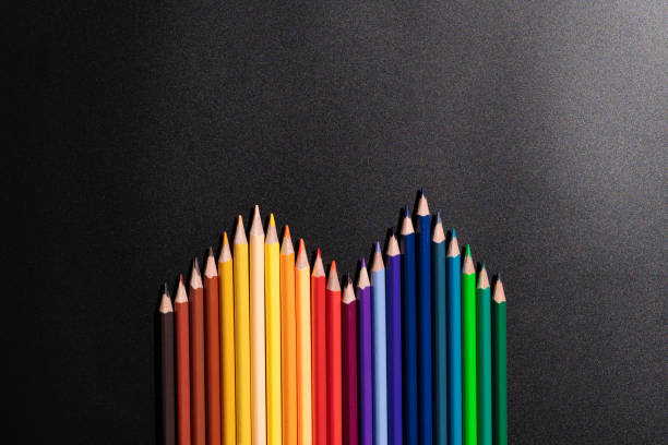 istock Leadership business concept. color pencil on black background 1085592120