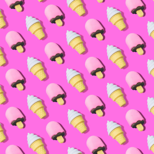 istock cookies and ice cream pattern on pink background. 1085592364