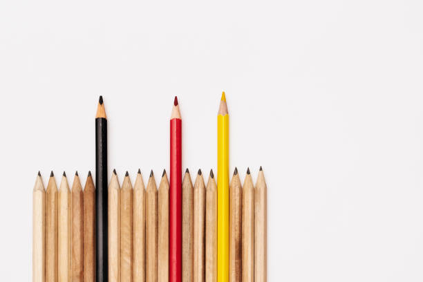 Teamwork concept. group of pencil on white background