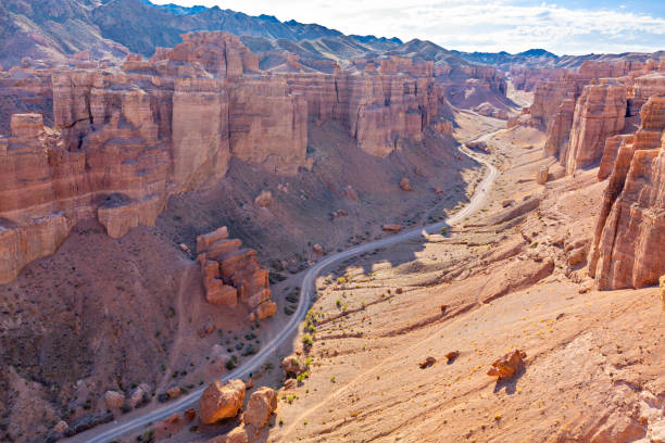 Charyn Canyon and its geological formations, in Kazakhstan
