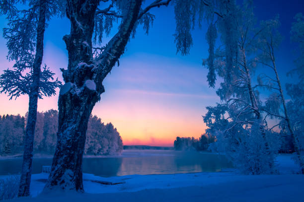 istock Snowy river view from Kuhmo, Finland. 1085597466
