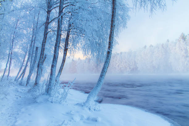istock Snowy river view from Kuhmo, Finland. 1085597484