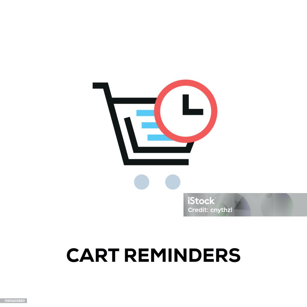 Flat line design style modern vector Cart Reminders icon Abstract stock vector