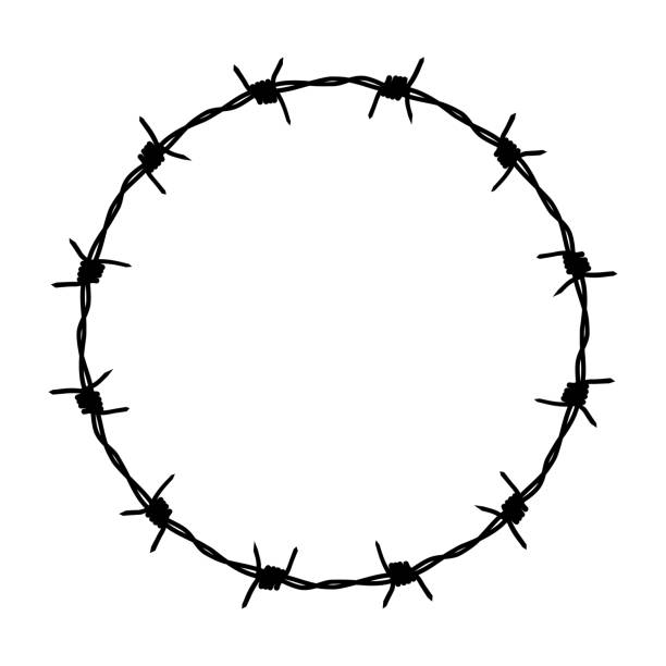 illustrazioni stock, clip art, cartoni animati e icone di tendenza di filo spinato - barbed wire