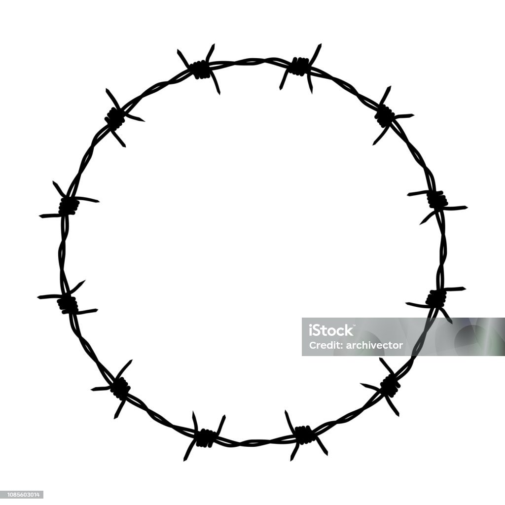 Barbed wire Circle barbed wire. A sign of not freedom. Frame barbed wire. Vector Barbed Wire stock vector