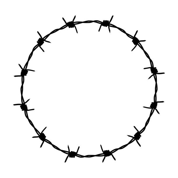 Barbed wire Circle barbed wire. A sign of not freedom. Frame barbed wire. Vector barbed wire stock illustrations