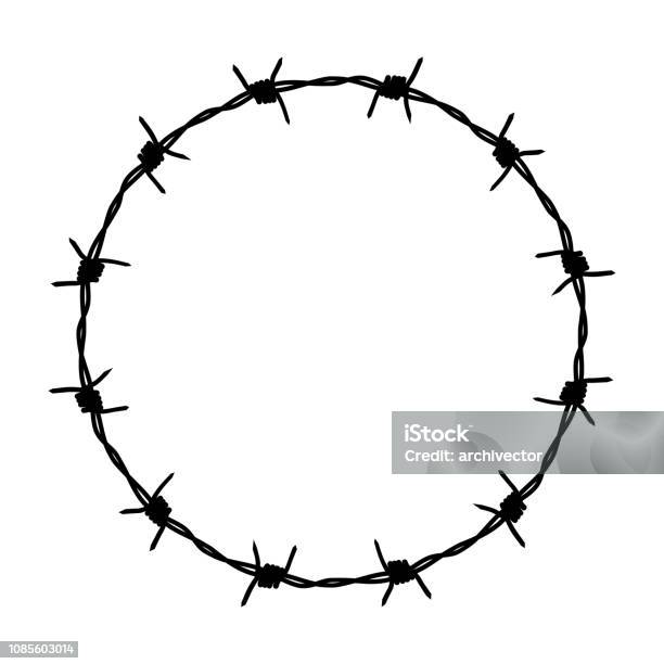 Barbed Wire Stock Illustration - Download Image Now - Barbed Wire, Circle, Fence