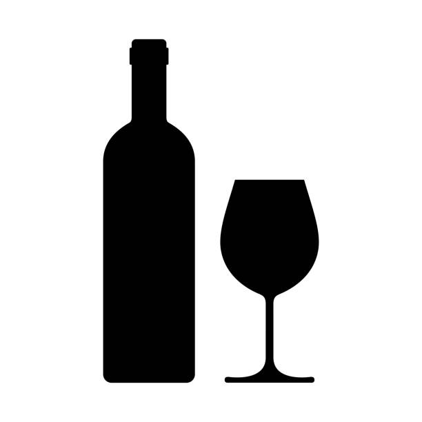 ilustrações de stock, clip art, desenhos animados e ícones de bottle & wineglass - wineglass wine glass red wine