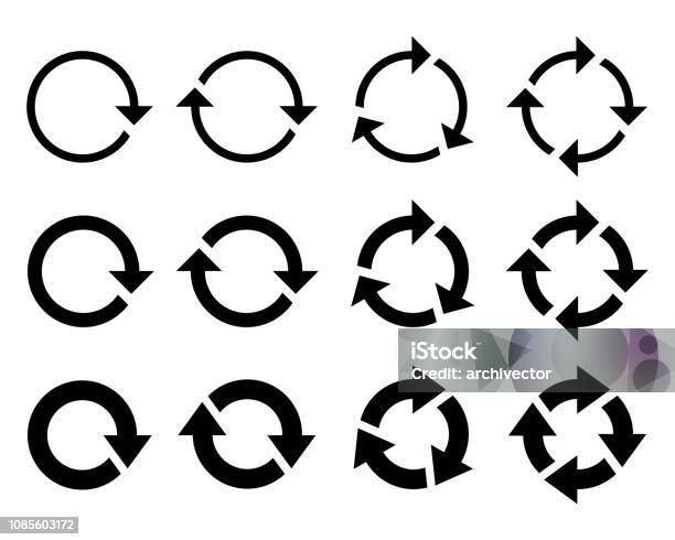 Set Circle Arrows Stock Illustration - Download Image Now - Icon Symbol, Arrow Symbol, Circle