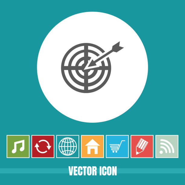 sehr nützliches vector icon of bulls eye mit bonus icons sehr nützlich für mobile app, software & web - target bulls eye aiming computer icon stock-grafiken, -clipart, -cartoons und -symbole