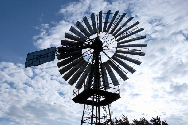 istock Wind pumps for water supply, historical wind wheel, Germany. 1085613894