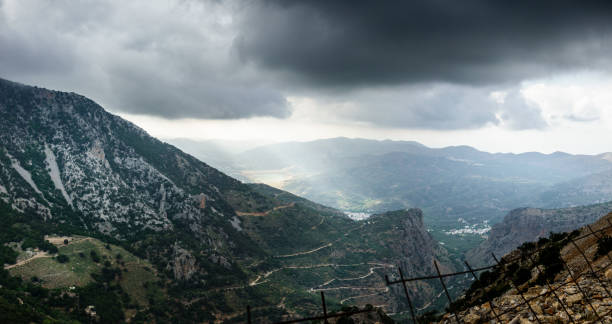 Panoramic view of landscape and mountain, Crete, Greece