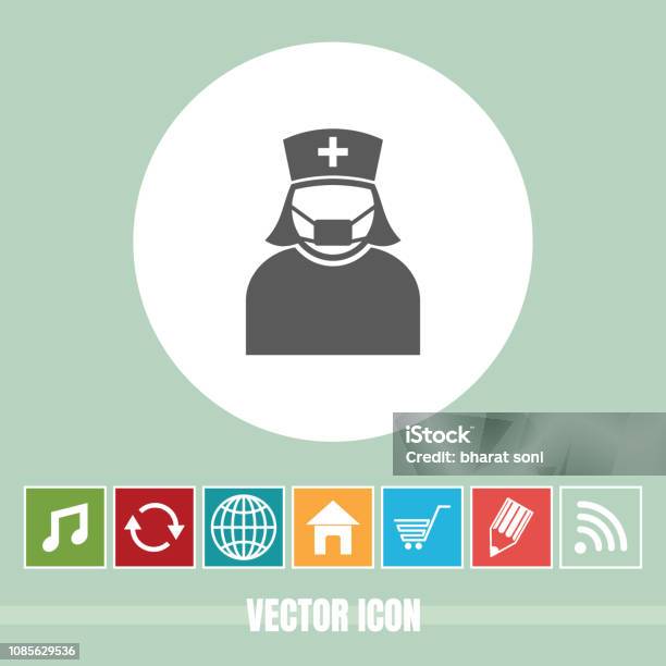 Very Useful Vector Icon Of Nurse With Bonus Icons Very Useful For Mobile App Software Web Stock Illustration - Download Image Now