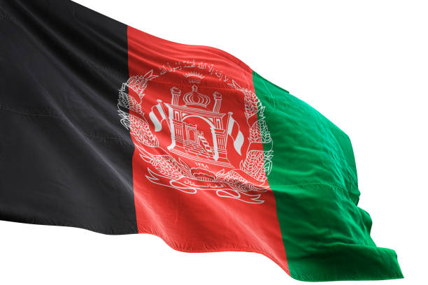 Afghanistan flag close-up waving isolated white background realistic 3d illustration