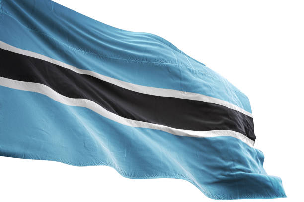 보츠와나 플래그 근접 흔들며 고립 된 흰색 배경 - botswanan flag 뉴스 사진 이미지