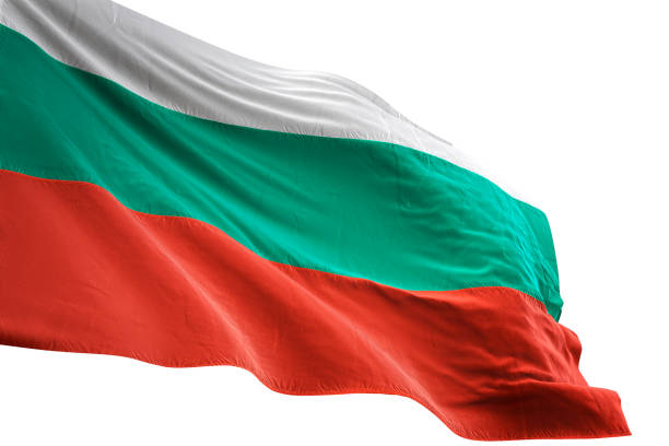 istock Bulgaria flag close-up waving isolated white background 1085631440