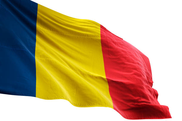istock Chad flag close-up waving isolated white background 1085631630
