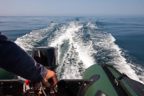istock Wake track at sea surface after boat 1085632120