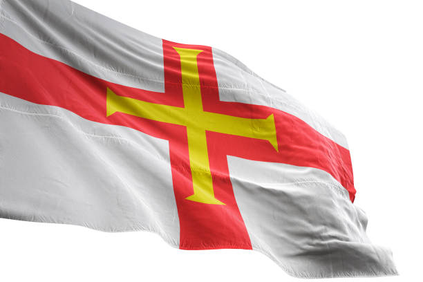 istock Guernsey flag close-up waving isolated white background 1085632342