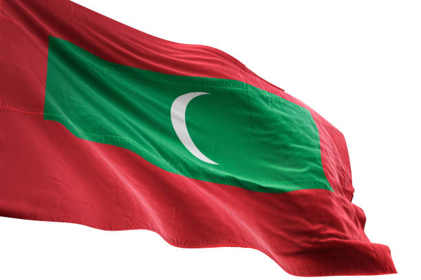 istock Maldives flag close-up waving isolated white background 1085634140