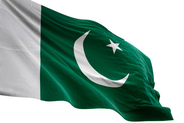 istock Pakistan flag close-up waving isolated white background 1085634228