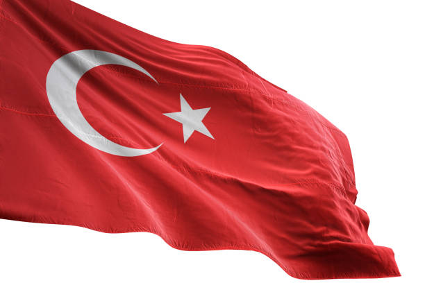 istock Turkey flag close-up waving isolated white background 1085634462